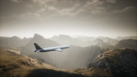 Avión-De-Pasajeros-Sobre-Paisaje-De-Montaña